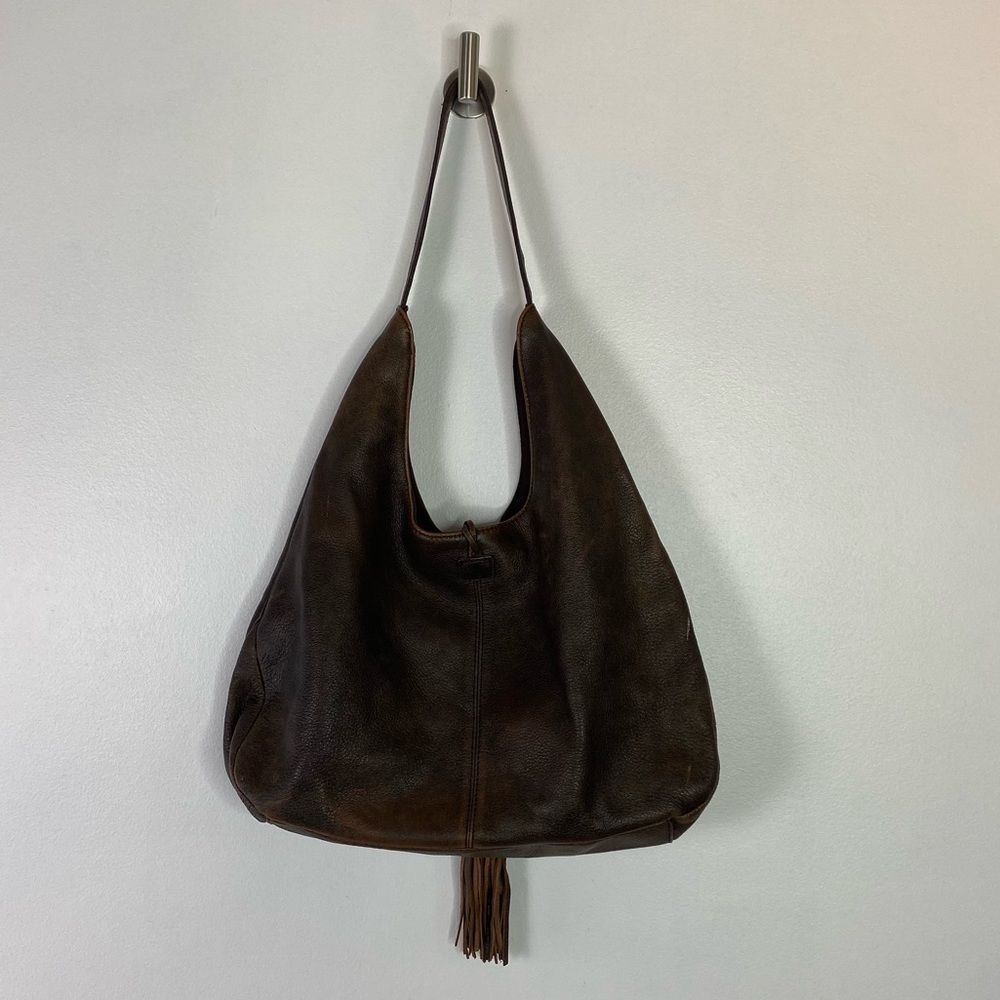 Banana Republic Factory Brown Leather Hobo Bag with Tassel - Picture 3 of 6